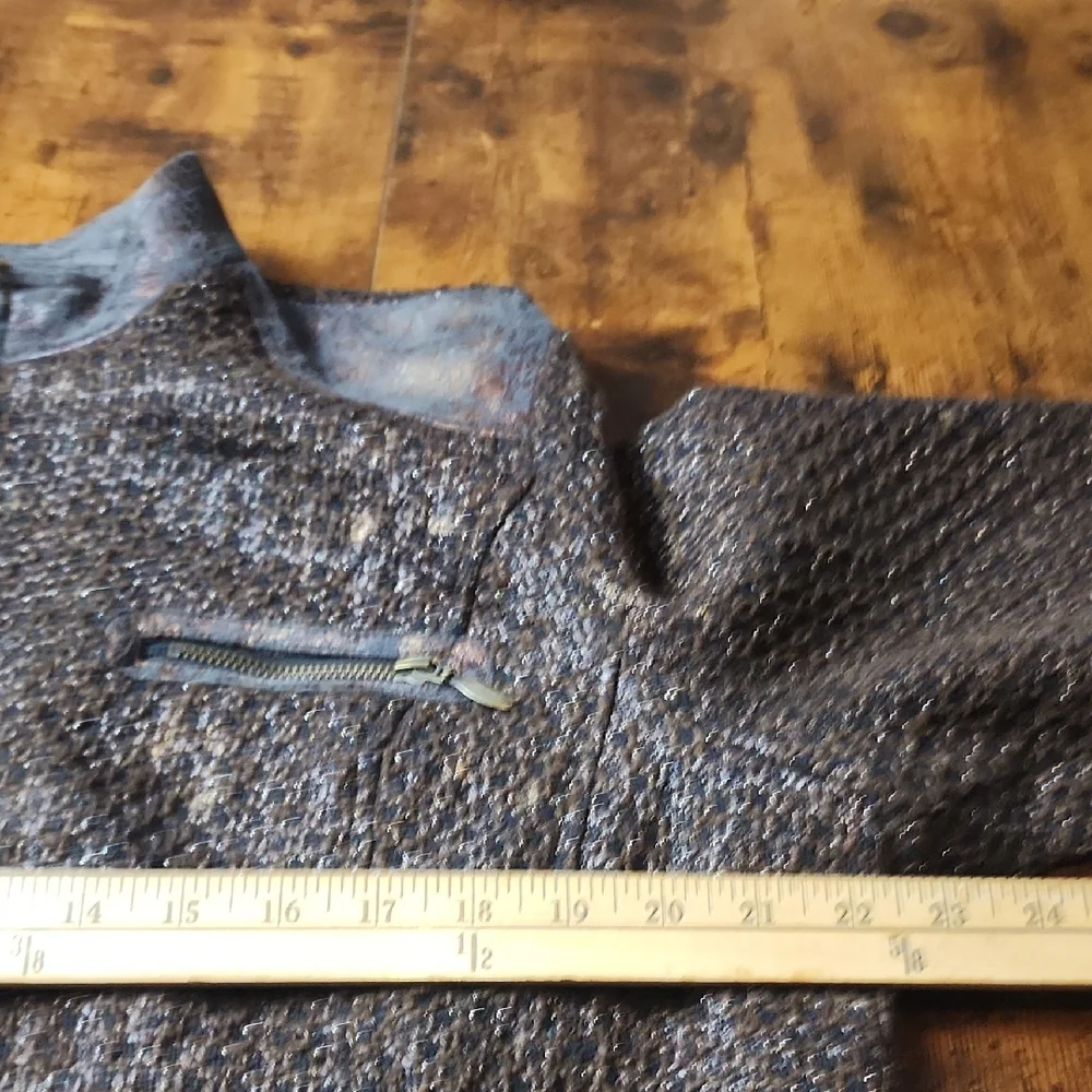 CHICO'S| Brown Bronze Copper Tweed Metallic‎ Full Zip Gold Lined Jacket | XL 16